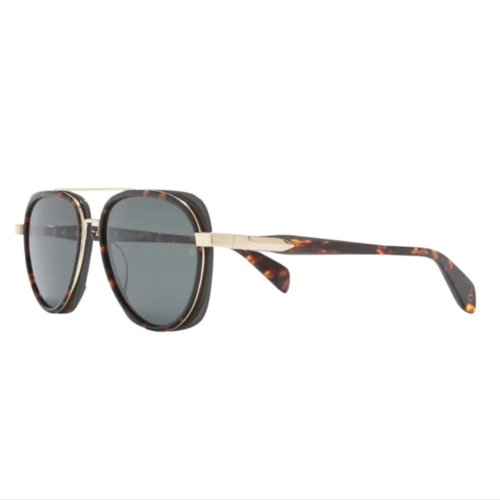 RAG&BONE- 55mm Square Aviator Sunglasses- Havana Gold/ Green - Picture 4 of 4